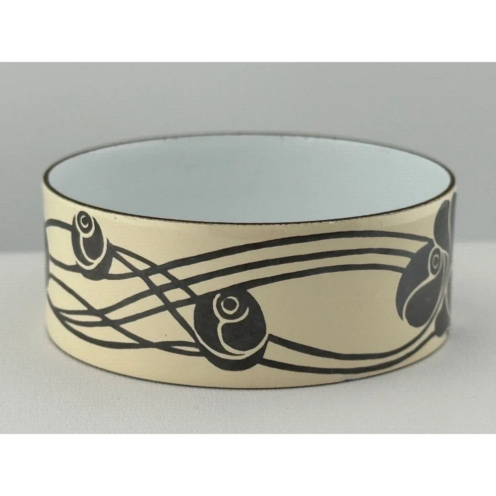 Vintage Enamel Rose Flower Bangle Bracelet Unsigned Possibly Michaela Frey‎